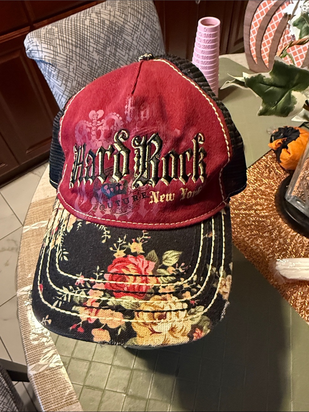 Hard Rock Cafe Kids Red & Black Floral Trucker Hat